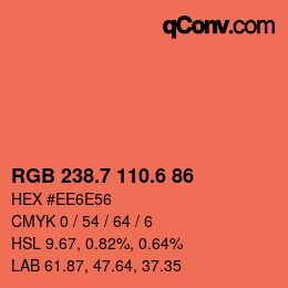 カラーコード: RGB 238.7 110.6 86 | qconv.com