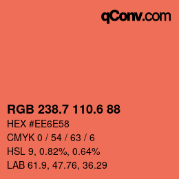 カラーコード: RGB 238.7 110.6 88 | qconv.com