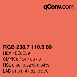 カラーコード: RGB 238.7 110.6 89 | qconv.com