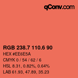 カラーコード: RGB 238.7 110.6 90 | qconv.com