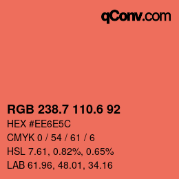 カラーコード: RGB 238.7 110.6 92 | qconv.com