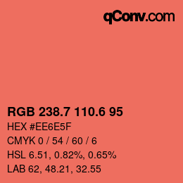 カラーコード: RGB 238.7 110.6 95 | qconv.com