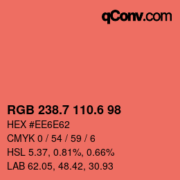 カラーコード: RGB 238.7 110.6 98 | qconv.com