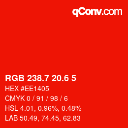 カラーコード: RGB 238.7 20.6 5 | qconv.com