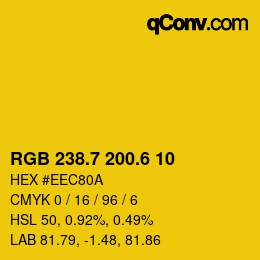 カラーコード: RGB 238.7 200.6 10 | qconv.com