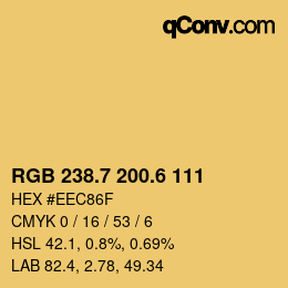 カラーコード: RGB 238.7 200.6 111 | qconv.com