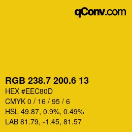 カラーコード: RGB 238.7 200.6 13 | qconv.com
