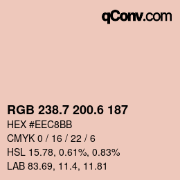 カラーコード: RGB 238.7 200.6 187 | qconv.com