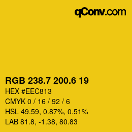 カラーコード: RGB 238.7 200.6 19 | qconv.com