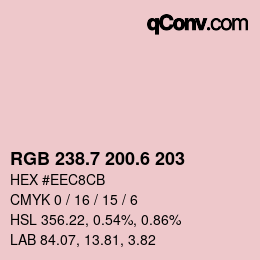 カラーコード: RGB 238.7 200.6 203 | qconv.com