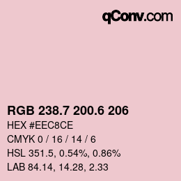 カラーコード: RGB 238.7 200.6 206 | qconv.com