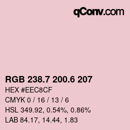 カラーコード: RGB 238.7 200.6 207 | qconv.com