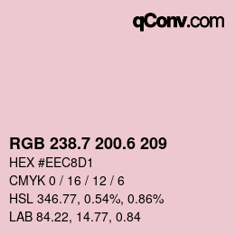 カラーコード: RGB 238.7 200.6 209 | qconv.com