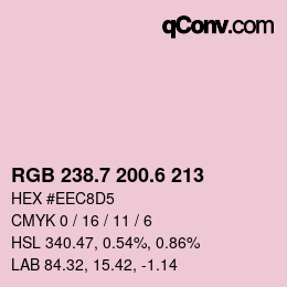 カラーコード: RGB 238.7 200.6 213 | qconv.com