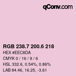 カラーコード: RGB 238.7 200.6 218 | qconv.com