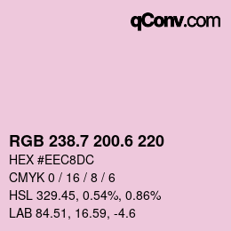 カラーコード: RGB 238.7 200.6 220 | qconv.com