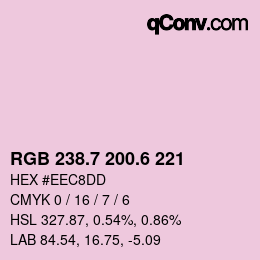 カラーコード: RGB 238.7 200.6 221 | qconv.com