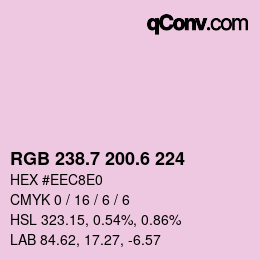 カラーコード: RGB 238.7 200.6 224 | qconv.com