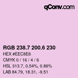 カラーコード: RGB 238.7 200.6 230 | qconv.com