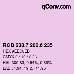 カラーコード: RGB 238.7 200.6 235 | qconv.com