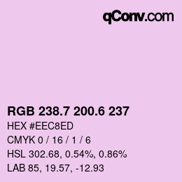 カラーコード: RGB 238.7 200.6 237 | qconv.com