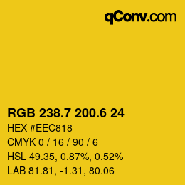 カラーコード: RGB 238.7 200.6 24 | qconv.com