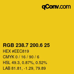 カラーコード: RGB 238.7 200.6 25 | qconv.com