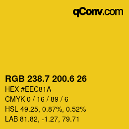 カラーコード: RGB 238.7 200.6 26 | qconv.com