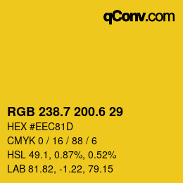 カラーコード: RGB 238.7 200.6 29 | qconv.com