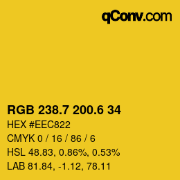 カラーコード: RGB 238.7 200.6 34 | qconv.com