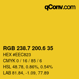 カラーコード: RGB 238.7 200.6 35 | qconv.com