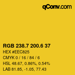 カラーコード: RGB 238.7 200.6 37 | qconv.com