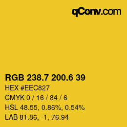 カラーコード: RGB 238.7 200.6 39 | qconv.com
