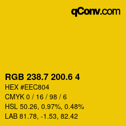 カラーコード: RGB 238.7 200.6 4 | qconv.com