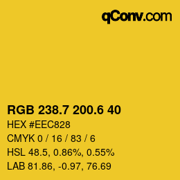 カラーコード: RGB 238.7 200.6 40 | qconv.com