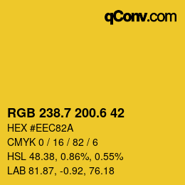 カラーコード: RGB 238.7 200.6 42 | qconv.com