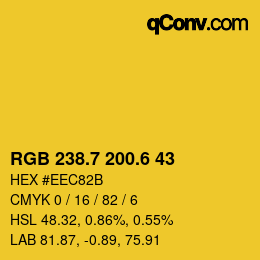 カラーコード: RGB 238.7 200.6 43 | qconv.com