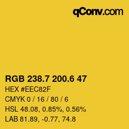 カラーコード: RGB 238.7 200.6 47 | qconv.com