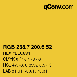 カラーコード: RGB 238.7 200.6 52 | qconv.com