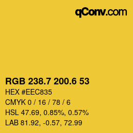 カラーコード: RGB 238.7 200.6 53 | qconv.com
