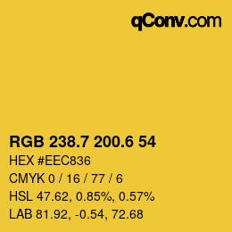 カラーコード: RGB 238.7 200.6 54 | qconv.com