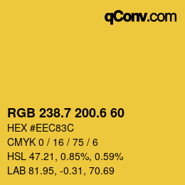 カラーコード: RGB 238.7 200.6 60 | qconv.com