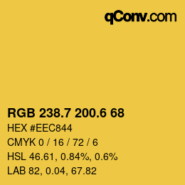 カラーコード: RGB 238.7 200.6 68 | qconv.com