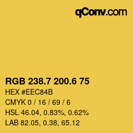 カラーコード: RGB 238.7 200.6 75 | qconv.com