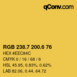 カラーコード: RGB 238.7 200.6 76 | qconv.com