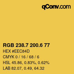 カラーコード: RGB 238.7 200.6 77 | qconv.com