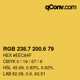 カラーコード: RGB 238.7 200.6 79 | qconv.com