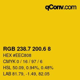 カラーコード: RGB 238.7 200.6 8 | qconv.com