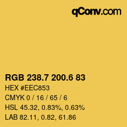 カラーコード: RGB 238.7 200.6 83 | qconv.com