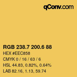 カラーコード: RGB 238.7 200.6 88 | qconv.com